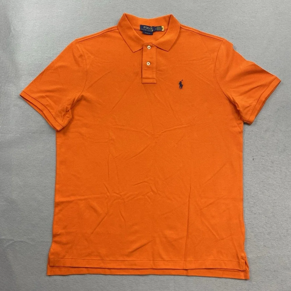 Polo Ralph Lauren Polo Shirt Mens Large Orange Classic Fit Short Sleeve Pony